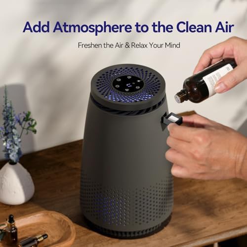 Black bedroom purifier with aromatherapy and light — photo 5