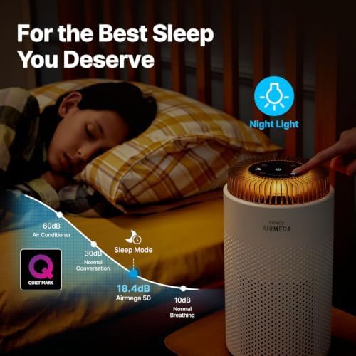 Compact white bedroom purifier with air monitor — photo 4