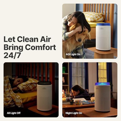 Compact white bedroom purifier with air monitor — photo 5